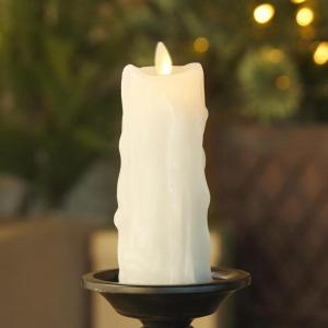 imageLuminara Wax Drip Flameless LED Candle White 3quot x 65quot Timer Function Real Wax Pillar Battery Operated Unscented Safe LongLastingWhite