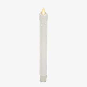 imageLuminara White Single Wax Drip Flameless Candle Tapers 1 x 95 inch Moving Flame LED Candle Unscented Real Wax with Dripped Top Timer Function Table Mantel Holiday DecorationWhiteSingle