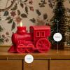 imageLuminara  Flameless Holiday LED Candle Battery Operated Moving Flame  Red Truck  Pack of 173x55x55  Auto Timer Builtin 5Hour Timer CandleTrain