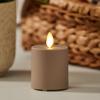imageLuminara Outdoor Votive Flameless LED Candle Cherry Red 2quot x 32quot Moving Flame Battery Operated Timer Remote Ready IPX4 Matte Plastic FinishWarm Taupe