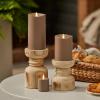 imageLuminara Outdoor Votive Flameless LED Candle Cherry Red 2quot x 32quot Moving Flame Battery Operated Timer Remote Ready IPX4 Matte Plastic FinishWarm Taupe