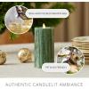 imageLuminara Selenite Looking Flameless Candle Holiday Red 3quot x 45quot Battery Operated Real Wax Moving Flame LED Pillar wTimer Home Decor UnscentedGreen