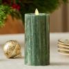 imageLuminara Selenite Looking Flameless Candle Holiday Red 3quot x 45quot Battery Operated Real Wax Moving Flame LED Pillar wTimer Home Decor UnscentedGreen