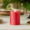 imageLuminara Selenite Looking Flameless Candle Holiday Red 3quot x 45quot Battery Operated Real Wax Moving Flame LED Pillar wTimer Home Decor UnscentedHoliday Red