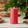imageLuminara Selenite Looking Flameless Candle Holiday Red 3quot x 45quot Battery Operated Real Wax Moving Flame LED Pillar wTimer Home Decor UnscentedHoliday Red