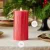 imageLuminara Selenite Looking Flameless Candle Holiday Red 3quot x 45quot Battery Operated Real Wax Moving Flame LED Pillar wTimer Home Decor UnscentedHoliday Red