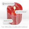 imageLuminara Selenite Looking Flameless Candle Holiday Red 3quot x 45quot Battery Operated Real Wax Moving Flame LED Pillar wTimer Home Decor UnscentedHoliday Red