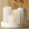 imageMatchless Candle Co by Luminara Set of 3 3quot x 45quot55quot65quot Flameless LED Flickering Battery Candle Moving Flame Pillar Melted Edge Real Wax Smooth Finish Bright RedIvory