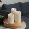 imageMatchless Candle Co by Luminara Set of 3 3quot x 45quot55quot65quot Flameless LED Flickering Battery Candle Moving Flame Pillar Melted Edge Real Wax Smooth Finish Bright RedIvory