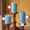 imageMatchless Candle Co by Luminara Set of 3 3quot x 45quot55quot65quot Flameless LED Flickering Battery Candle Moving Flame Pillar Melted Edge Real Wax Smooth Finish Bright RedPastel Blue