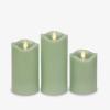 imageMatchless Candle Co by Luminara Set of 3 3quot x 45quot55quot65quot Flameless LED Flickering Battery Candle Moving Flame Pillar Melted Edge Real Wax Smooth Finish Bright RedPastel Green
