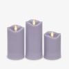 imageMatchless Candle Co by Luminara Set of 3 3quot x 45quot55quot65quot Flameless LED Flickering Battery Candle Moving Flame Pillar Melted Edge Real Wax Smooth Finish Bright RedPastel Purple