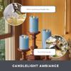 imageMatchless Candle Co by Luminara Set of 3 3quot x 45quot55quot65quot Flameless LED Flickering Battery Candle Moving Flame Pillar Melted Edge Real Wax Smooth Finish Bright RedPastel Blue