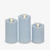 imageMatchless Candle Co by Luminara Set of 3 3quot x 45quot55quot65quot Flameless LED Flickering Battery Candle Moving Flame Pillar Melted Edge Real Wax Smooth Finish Bright RedPastel Blue