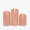 imageMatchless Candle Co by Luminara Set of 3 3quot x 45quot55quot65quot Flameless LED Flickering Battery Candle Moving Flame Pillar Melted Edge Real Wax Smooth Finish Bright RedPastel Pink