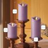 imageMatchless Candle Co by Luminara Set of 3 3quot x 45quot55quot65quot Flameless LED Flickering Battery Candle Moving Flame Pillar Melted Edge Real Wax Smooth Finish Bright RedPastel Purple