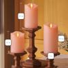 imageMatchless Candle Co by Luminara Set of 3 3quot x 45quot55quot65quot Flameless LED Flickering Battery Candle Moving Flame Pillar Melted Edge Real Wax Smooth Finish Bright RedPastel Pink