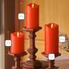 imageMatchless Candle Co by Luminara Set of 3 3quot x 45quot55quot65quot Flameless LED Flickering Battery Candle Moving Flame Pillar Melted Edge Real Wax Smooth Finish Bright RedBright Red