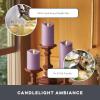 imageMatchless Candle Co by Luminara Set of 3 3quot x 45quot55quot65quot Flameless LED Flickering Battery Candle Moving Flame Pillar Melted Edge Real Wax Smooth Finish Bright RedPastel Purple