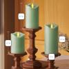 imageMatchless Candle Co by Luminara Set of 3 3quot x 45quot55quot65quot Flameless LED Flickering Battery Candle Moving Flame Pillar Melted Edge Real Wax Smooth Finish Bright RedPastel Green