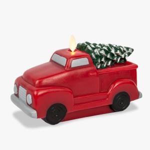 imageLuminara  Flameless Holiday LED Candle Battery Operated Moving Flame  Red Truck  Pack of 173x55x55  Auto Timer Builtin 5Hour Timer CandleRed Truck