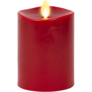 imageLuminara Flameless Moving Flame LED Pillar Candle  Unscented Real Wax with Melted Edge Home Decor  Automatic Timer Remote Ready  Burgundy  65quot3 x 45 inch