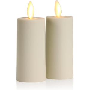 imageLuminara Outdoor Votive Flameless LED Candle Cherry Red 2quot x 32quot Moving Flame Battery Operated Timer Remote Ready IPX4 Matte Plastic FinishIvory