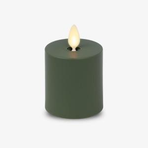 imageLuminara Outdoor Votive Flameless LED Candle Cherry Red 2quot x 32quot Moving Flame Battery Operated Timer Remote Ready IPX4 Matte Plastic FinishLoden Green