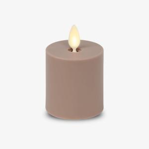 imageLuminara Outdoor Votive Flameless LED Candle Cherry Red 2quot x 32quot Moving Flame Battery Operated Timer Remote Ready IPX4 Matte Plastic FinishWarm Taupe
