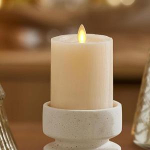 imageLuminara Selenite Looking Flameless Candle Holiday Red 3quot x 45quot Battery Operated Real Wax Moving Flame LED Pillar wTimer Home Decor UnscentedWhite Swan