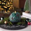 imageLuminara  Flameless Holiday Crystal Beads Glitter Sphere Candle  Candy Cane Red  Pack of 14x425  Auto Timer Builtin 5Hour Timer Indoor UseChalky Green