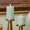 imageLuminara  Flameless LED Battery Operated Flickering Pillar Candles  Raisin Pack of 13x45  Realistic Moving Flame Real Wax IndoorOutdoor DecorFresh Mint