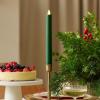imageLuminara Flameless Candle Taper 1quot x 95quot Melted Top Real Wax Unscented Remote Ready Timer Crystal RoseHoliday Green