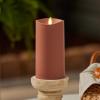 imageLuminara Outdoor Flameless LED Candle Cherry Red 325quot x 7quot Moving Flame Pillar Timer Battery Operated Premium Plastic IPX4 Water ResistanceBaked Clay