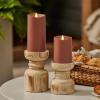 imageLuminara Outdoor Flameless LED Candle Cherry Red 325quot x 7quot Moving Flame Pillar Timer Battery Operated Premium Plastic IPX4 Water ResistanceBaked Clay