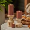 imageLuminara Outdoor Flameless LED Candle Cherry Red 325quot x 7quot Moving Flame Pillar Timer Battery Operated Premium Plastic IPX4 Water ResistanceBaked Clay
