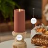 imageLuminara Outdoor Flameless LED Candle Cherry Red 325quot x 7quot Moving Flame Pillar Timer Battery Operated Premium Plastic IPX4 Water ResistanceBaked Clay