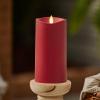imageLuminara Outdoor Flameless LED Candle Cherry Red 325quot x 7quot Moving Flame Pillar Timer Battery Operated Premium Plastic IPX4 Water ResistanceCherry Red