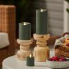 imageLuminara Outdoor Flameless LED Candle Cherry Red 325quot x 7quot Moving Flame Pillar Timer Battery Operated Premium Plastic IPX4 Water ResistanceLoden Green