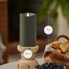 imageLuminara Outdoor Flameless LED Candle Cherry Red 325quot x 7quot Moving Flame Pillar Timer Battery Operated Premium Plastic IPX4 Water ResistanceLoden Green