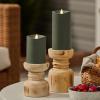 imageLuminara Outdoor Flameless LED Candle Cherry Red 325quot x 7quot Moving Flame Pillar Timer Battery Operated Premium Plastic IPX4 Water ResistanceLoden Green