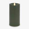 imageLuminara Outdoor Flameless LED Candle Cherry Red 325quot x 7quot Moving Flame Pillar Timer Battery Operated Premium Plastic IPX4 Water ResistanceLoden Green