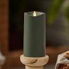 imageLuminara Outdoor Flameless LED Candle Cherry Red 325quot x 7quot Moving Flame Pillar Timer Battery Operated Premium Plastic IPX4 Water ResistanceLoden Green