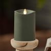 imageLuminara Outdoor Flameless LED Candle Cherry Red 325quot x 7quot Moving Flame Pillar Timer Battery Operated Premium Plastic IPX4 Water ResistanceLoden Green