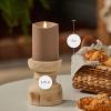 imageLuminara Outdoor Flameless LED Candle Cherry Red 325quot x 7quot Moving Flame Pillar Timer Battery Operated Premium Plastic IPX4 Water ResistanceTimeless Taupe