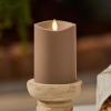 imageLuminara Outdoor Flameless LED Candle Cherry Red 325quot x 7quot Moving Flame Pillar Timer Battery Operated Premium Plastic IPX4 Water ResistanceTimeless Taupe