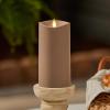 imageLuminara Outdoor Flameless LED Candle Cherry Red 325quot x 7quot Moving Flame Pillar Timer Battery Operated Premium Plastic IPX4 Water ResistanceTimeless Taupe