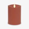 imageLuminara Outdoor Flameless LED Candle Cherry Red 325quot x 7quot Moving Flame Pillar Timer Battery Operated Premium Plastic IPX4 Water ResistanceBaked Clay
