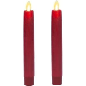 imageLuminara  Flameless Battery Operated Taper Candle  Red  Pack of 21x6 inch  LED Flickering Flame  Realistic Safe for Home Kids and PetsRed