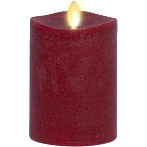 imageLuminara  Flameless LED Battery Operated Flickering Pillar Candles  Raisin Pack of 13x45  Realistic Moving Flame Real Wax IndoorOutdoor DecorRed